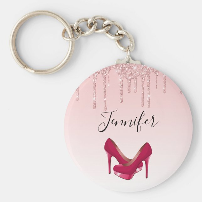 Chaveiro Colírio Rosa Moderno, Drives e saltos altos (Frente)