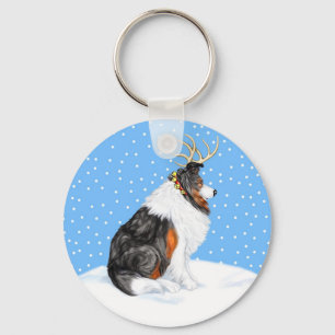 Chaveiro Collie Christmas Reindeer Tri
