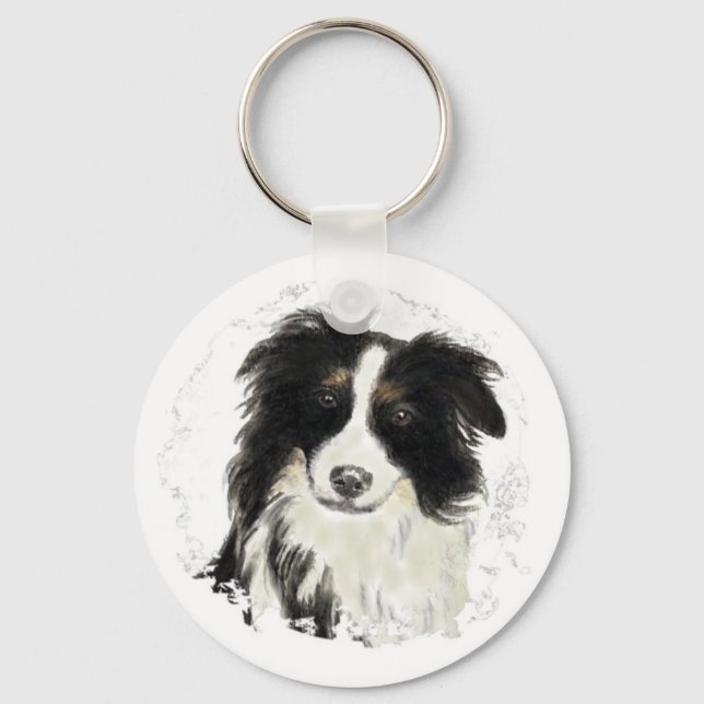 Chaveiro Collie de Borda Personalizada - Coleção de Cachorr (Frente)