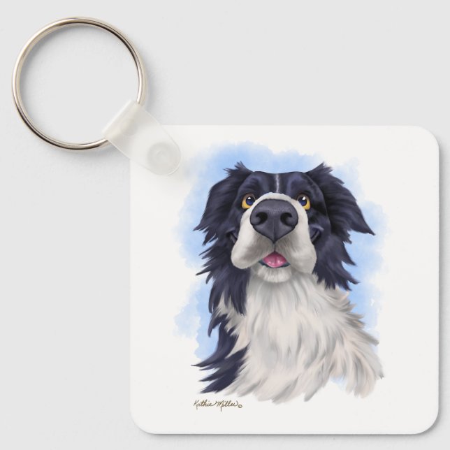 Chaveiro Collie de Divertimento Cartoon  (Frente)