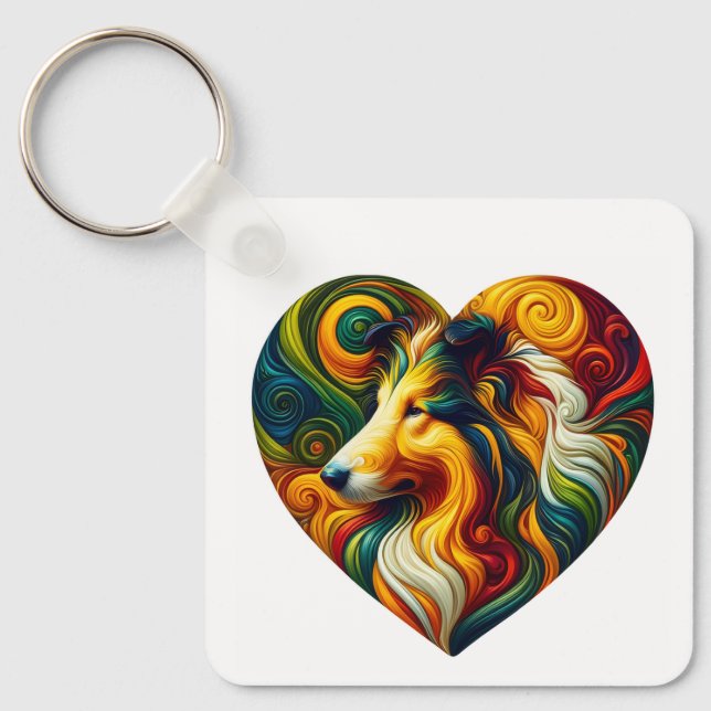 Chaveiro Collie Swirl e ColliesWithoutBorders (Frente)