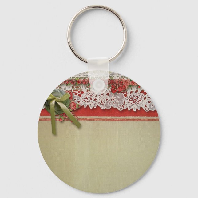 Chaveiro Colmeia Vermelha Rústica Rústica de Rosa antigo (Frente)