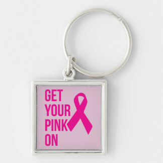 Chaveiro Coloque o rosa - Fita de Consciência do Cancer
