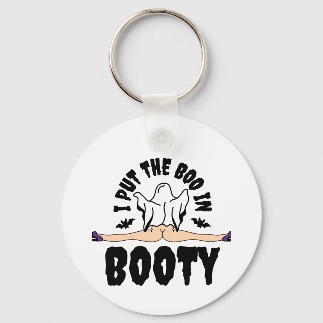 Chaveiro Coloquei o Boo na Dia de as Bruxas engraçado de Bo (Frente)