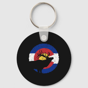 Chaveiro Colorado Elk Hunting T Shirt Co-State Flag Hunter