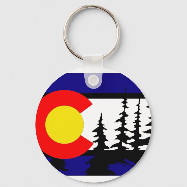 Chaveiro Colorado Flag Tree Silhouette (Frente)