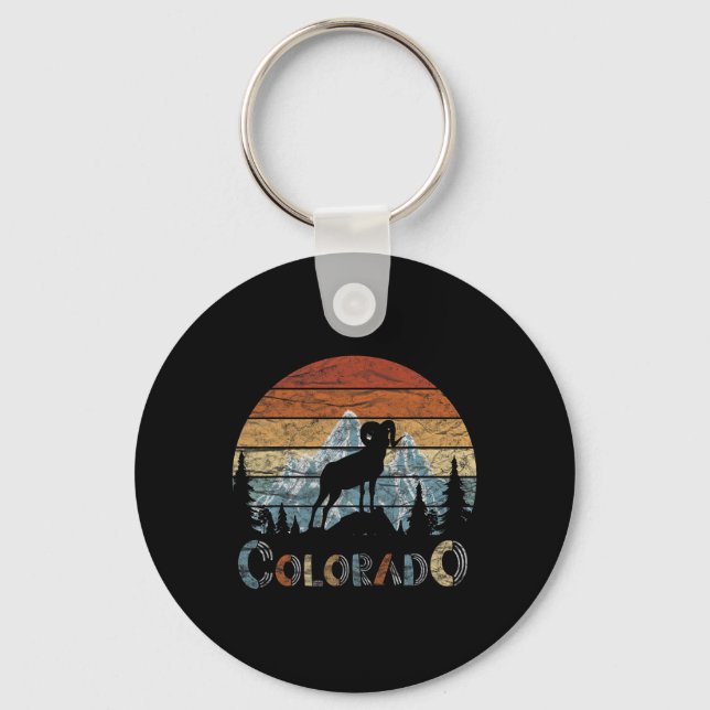 Chaveiro Colorado Rocky Mountain Retro Tee Skiing Camping (Frente)