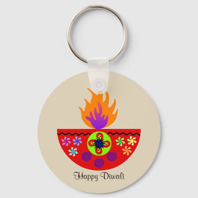 Chaveiro Colorful Diwali Lamp Diya (Frente)