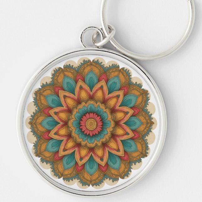 Chaveiro Colorful Mandala Floral Boho Charm (Frente)