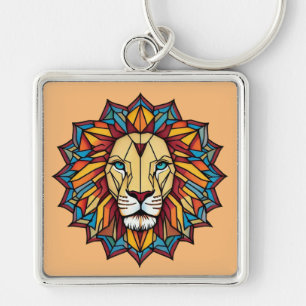 Chaveiro "Colorful Mandala Lion: Geométrico Art Design"