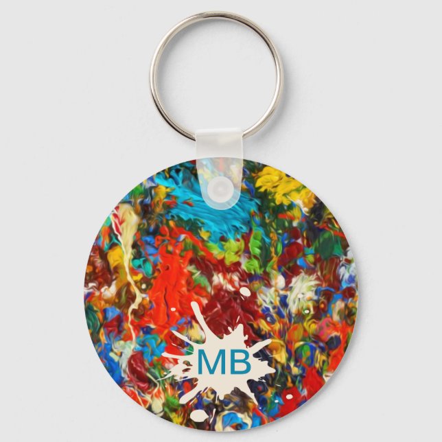 Chaveiro Colorful Paint Splatter Monogram (Frente)