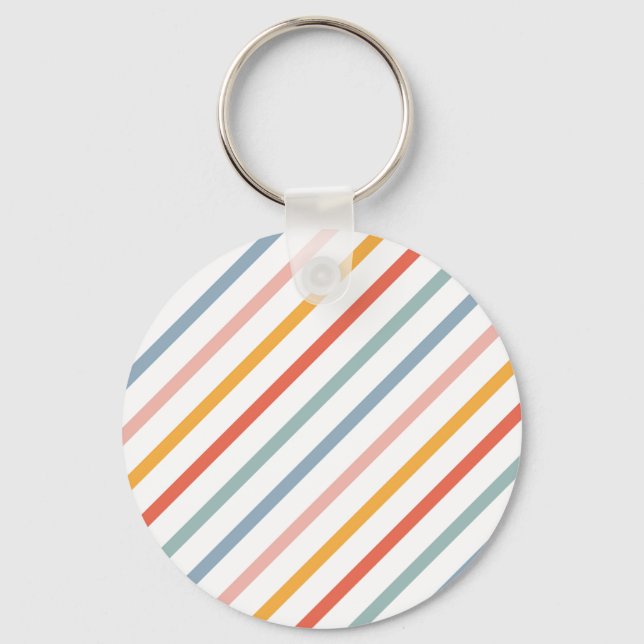 Chaveiro Colorful Pastel Diagonal Stripes (Frente)