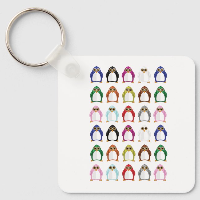 Chaveiro Colorful Penguin Pattern Cute Kawaii Keychain (Frente)