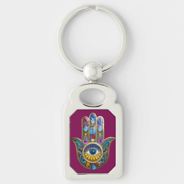 Chaveiro Colorful Petals Leaves Hamsa Sapphire Third Eye (Frente)