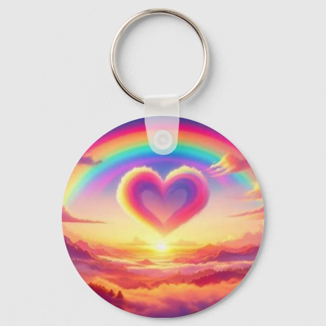 Chaveiro Colorful Rainbow & Heart (Frente)