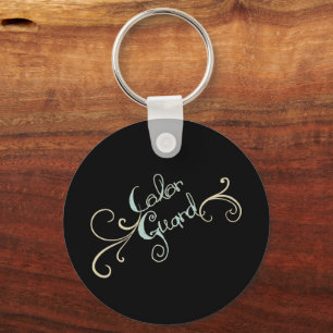 Chaveiro Colorguard Button Keychain Design Black Teal Cream