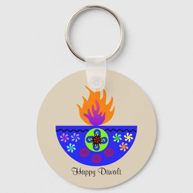 Chaveiro Colorida Diwali Lamp Diya (Frente)