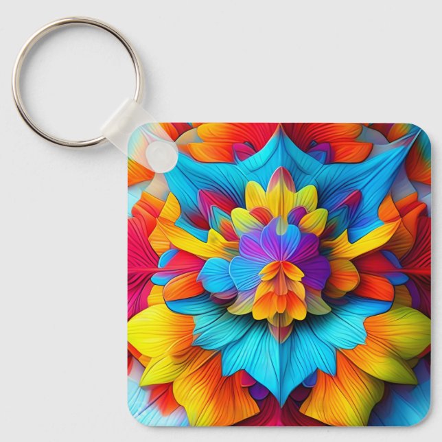 Chaveiro Colorida Floral Mandala Design (Frente)