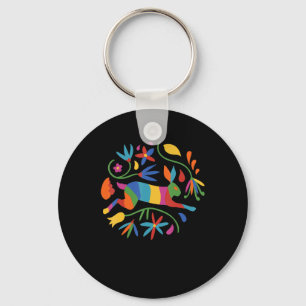 Chaveiro Colorido Otomi Hare & Flowers Mexicano