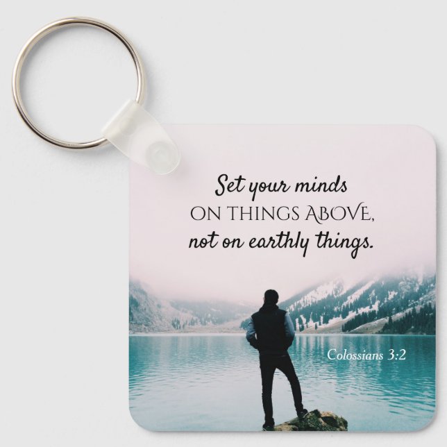 Chaveiro Colossianos 3:2 Coloquem suas mentes sobre as cois (Frente)