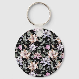 Chaveiro Columbina Exótica: Negra Floral Watercolor.