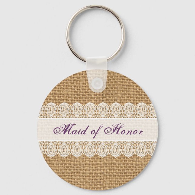 Chaveiro Coluna Delicada Burlap - Madrinha de casamento - C (Frente)