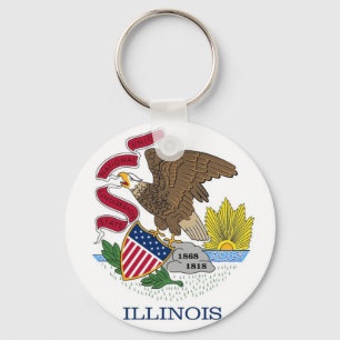 Chaveiro com Bandeira do Estado de Illinois