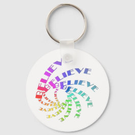 Chaveiro com BELIEVE Escrito em Espiral Multicolor