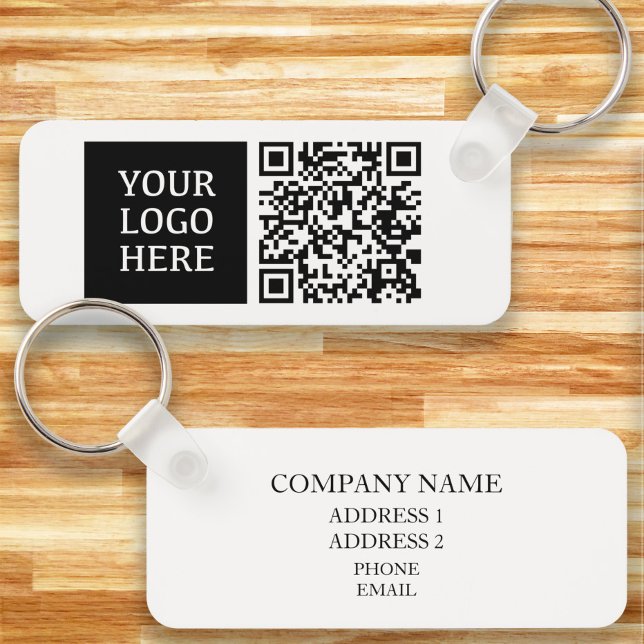 Chaveiro com Código QR do Logotipo Empresarial Per (Small business logo and QR code keychain. )