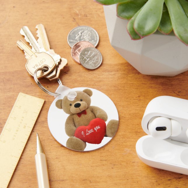 Chaveiro com detalhes de urso de eu te amo (Mesa)