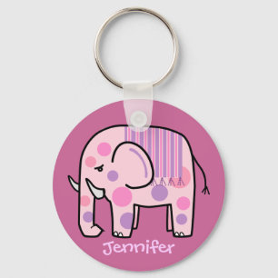 Chaveiro com elefante rosa e nome