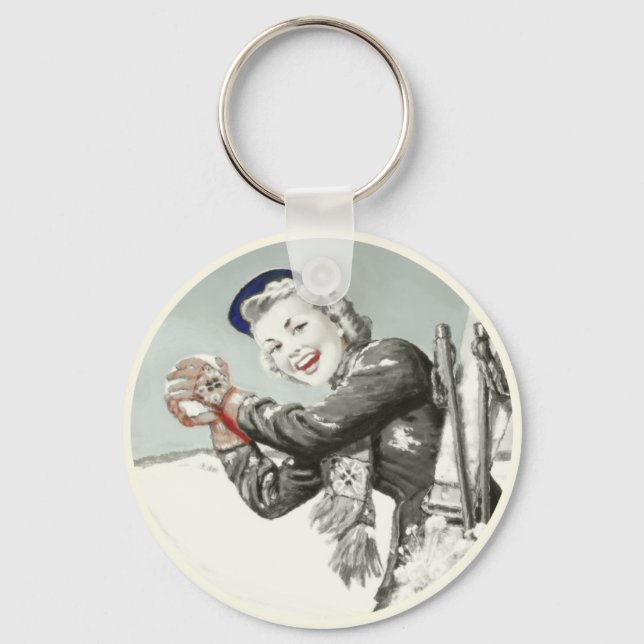 Chaveiro com Impressão de férias de inverno (Frente)