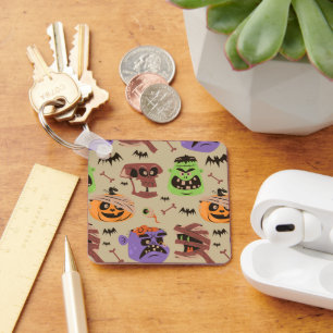 Chaveiro com padrão vintage de Halloween