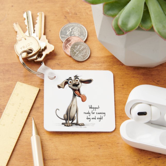Chaveiro Com texto personalizado, 🐶whippet louco 🤪 (Mesa)