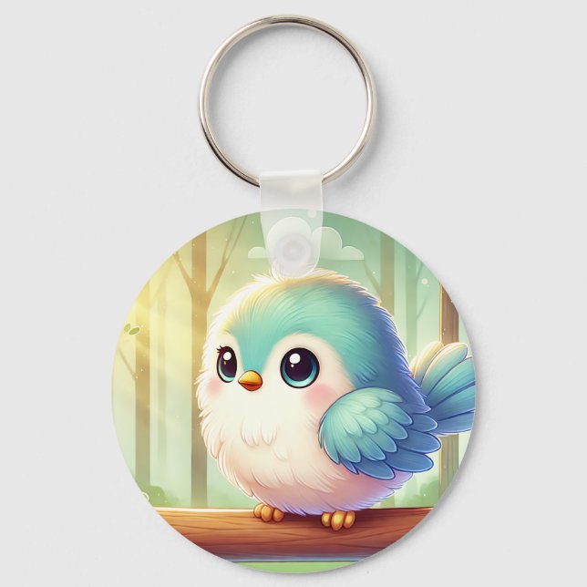 Chaveiro com um pássaro gordinho e fofo (Frente)