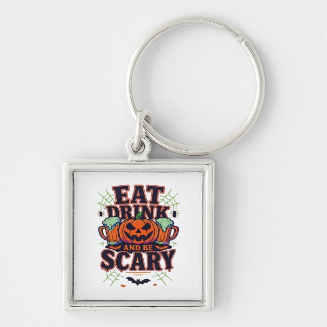 Chaveiro Coma Bebida E Seja Assustador No Halloween Design  (Frente)