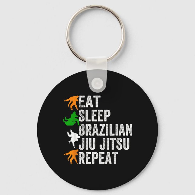 Chaveiro Coma Dormir Jiu Jitsu Brasileiro Repita - Jiu Jits (Frente)