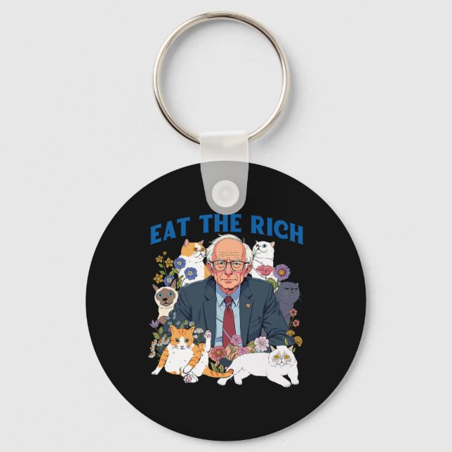 Chaveiro Coma O Rich Bernie Sanders Floral Cat Resiste A Ag (Frente)