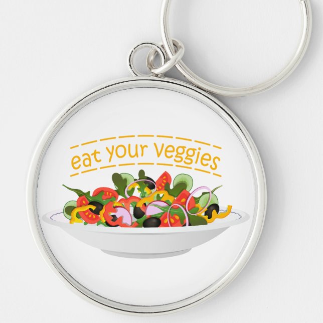 Chaveiro Coma seus vegetais Cite salada fresca misturar tig (Frente)