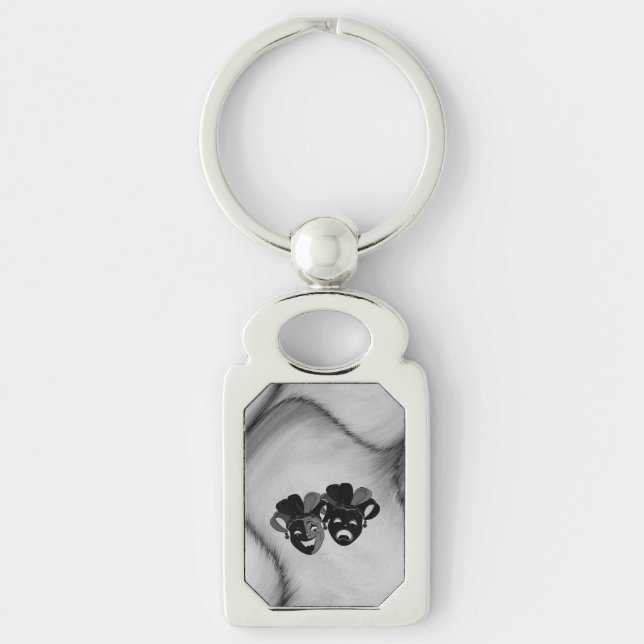 Chaveiro Comédia e Teatro Tragédia Jester Máscara Prata (Frente)