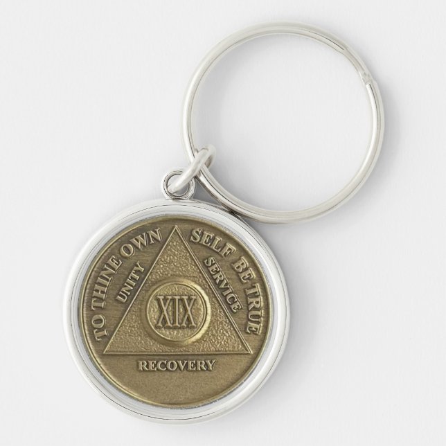 Chaveiro Comemoração de 19 Anos de Abstinência Medalha Pres (Frente)