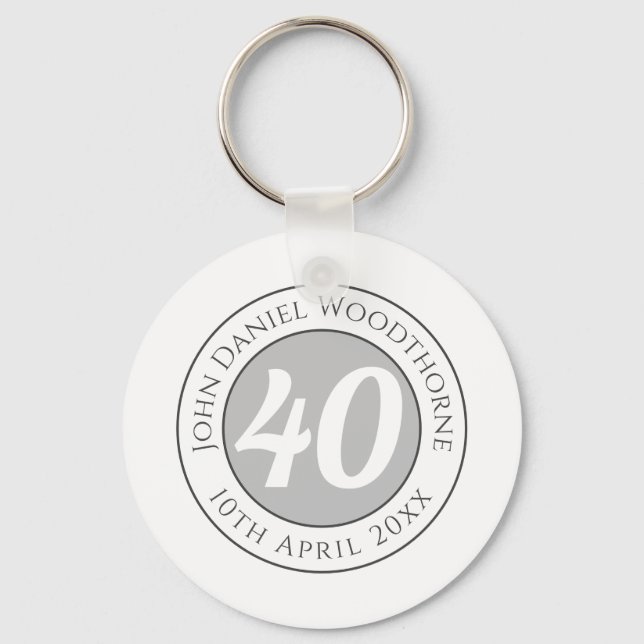 Chaveiro Comemoração de Aniversário com Nome, Idade e Data (Frente)