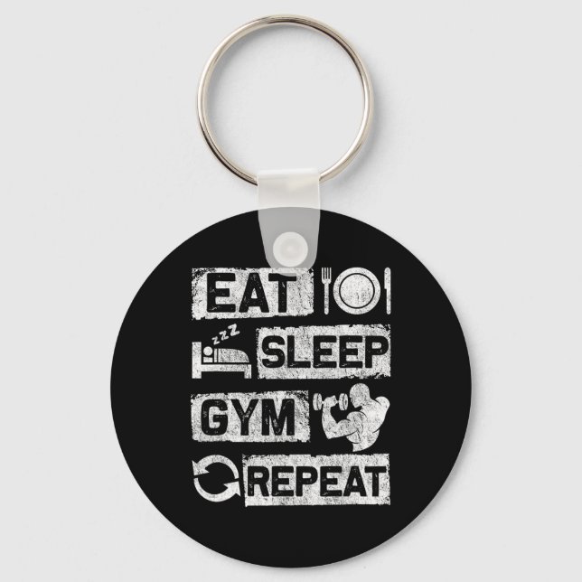 Chaveiro Comer Dormir Academia Repetir Roupas Engraçadas de (Frente)