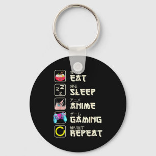 Chaveiro Comer Dormir Anime Jogos Repetir Gamer Homens Adol