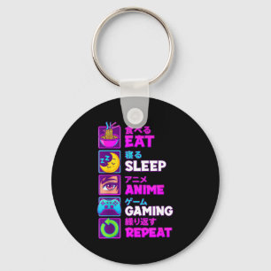 Chaveiro Comer Dormir Anime Jogos Repetir Kawaii Otaku Anim