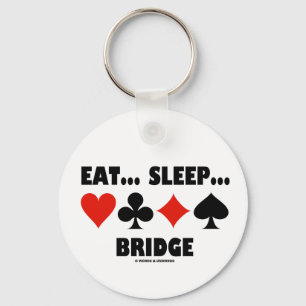 Chaveiro Comer... Dormir... Bridge (Bridge Humor Card Suits