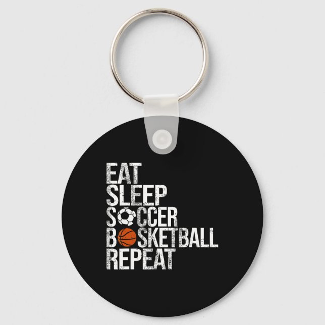 Chaveiro Comer Dormir Futebol Esboço Repetir Divertido Joga (Frente)