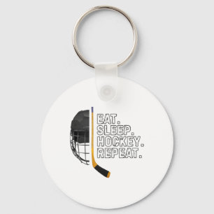 Chaveiro Comer Dormir Hóquei Repetir Camisa Engraçado Hóque