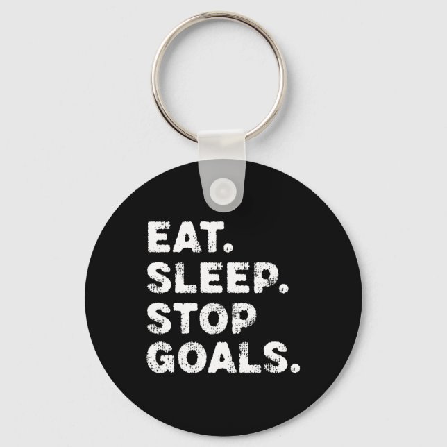 Chaveiro Comer Dormir Parar Metas Futebol Engraçado Hóquei  (Frente)