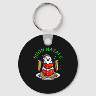 Chaveiro Comida de Natal italiano Meatball Snowman Ugly Chr